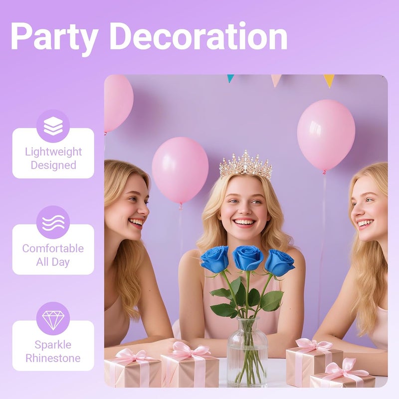 Queenship Tiara Crown for Women, Queen Tiara for Birthday Prom Bridal Party Custome Rose - Image 4